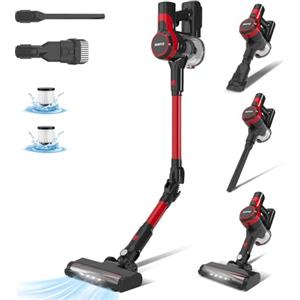 Stanew Aspirapolvere senza fili, 33Kpa Scopa elettrica senza fili, 320W Scopa elettrica senza fili pieghevole, autonomia di 35 minuti, LED, adatto per tappeti, automobili