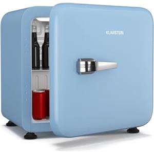 Klarstein Audrey Evo 43L - Minifrigo Rétro, Silenzioso: 40 dB, Termostato Regolabile, Sportello Reversibile, Mini Frigo da Camera & Ufficio, Compatto, Bianco
