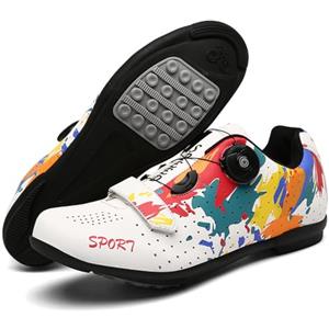 Hixingo Scarpe da Ciclismo Uomo Donna Graffiti Colorati Stampa Strada e Mountain Bike con Suola in Gomma MTB Bicicletta Equitazione per Interni