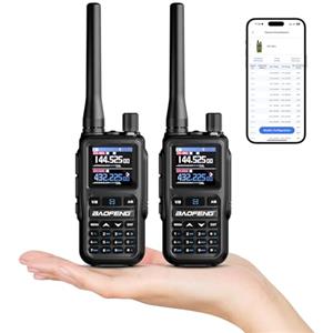 Baofeng GT-5R Mini Radio portatile 5W a doppia banda, Walkie Talkie UHF VHF compatto con programmazione tramite App BT, 999 canali, Doppio PTT, USB-C, Ricevitore Airband/FM, Torcia, Confezione da 2