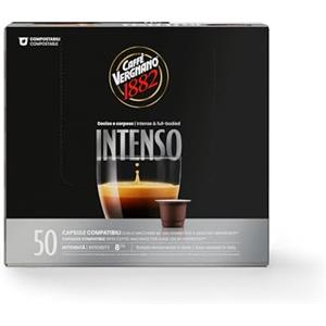 Caffè Vergnano 1882 Capsule Compostabili Intenso - 50 Capsule Compatibili Nespresso con Aroma Pieno e Note Speziate