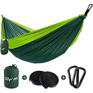 Glymnis Amaca Ultraleggera, Corde Moschettoni Acciaio, Carico 300 kg | Amaca da Campeggio, Nylon Traspirante, Campeggio Giardino Escursioni, Ultraportatile, Sacca Trasporto