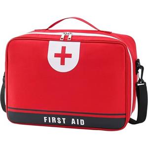 FYting Porta Medicine da Viaggio 12L,Kit Pronto Soccorso XL,Cassetta Pronto Soccorso Vuota,con Tracolla a Tracolla,Impermeabile, per Casa, Scuola, Viaggi, Campeggio, Escursioni (Rosso)