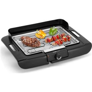 Clatronic Griglia da tavolo per barbecue Clatronic | Griglia elettrica | Balcone e cucina | Griglia elettrica con paravento | Griglia con griglia cromata | Griglia da tavolo con involucro Cool Touch | BQ 3841