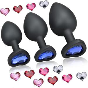 Xummi Plug anale 3 pezzi, plug anale in silicone con gemme sostituibili, piccolo+medio+grande Giocattolo sessuale anale per principianti, giocattolo sessuale BDSM per coppie Sesso estremo