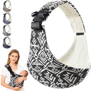 AUNGCSHE Fascia Neonato, Fascia Porta Bebe Regolabile, Marsupio Neonato 0-36 Mesi, Adatto dai Neonati ai Bambini Piccoli, Capacità di Carico Massima di 25 Kg (Nero)