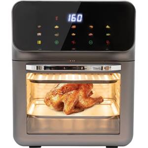 wanwanper Forno elettrico,1350 W,doppio tubo di riscaldamento in acciaio inox,schermo LCD,funzione visiva,circolazione dell'aria calda,forno per carne,pizza,pesce,toast,torte,27 x 26 x 32 cm