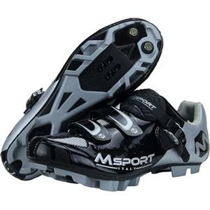 Msport Scarpe MTB Ciclismo Mountain Bike Professionali Traspiranti per Uomo e Donna, compatibili Pedali SPD - Nero 43 EU