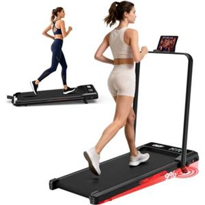 ApexPrime Sports Tapis Roulant Elettrico 4 in 1 Pieghevole - Inclinazione 9%, 2,5 HP Motore Silenzioso, Sistema di Ammortizzazione, 8 km/h, Schermo LED, Compatto per Casa & Ufficio