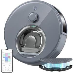 OKP L7 Robot Aspirapolvere con LiDAR DToF, Evitamento Ostacoli PSD, 6000Pa, Autonomia 150 Minuti, Rilevamento Tappeti, Controllo WiFi/App/Alexa, Ideale per Peli di Animali e Tappeti, Grigio