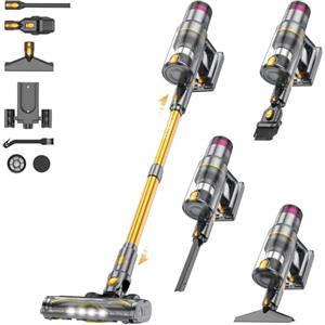 Sulean Aspirapolvere senza Fili,Scopa Elettrica senza Fili Potente 580W/55Kpa per Pavimenti duri e Tappeti,75 Min di Autonomia,Spazzola a rullo Anti-groviglio,LED Touchscreen Intelligente