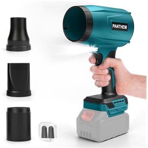 panthem Mini soffiatore a batteria turbo per Makita 18 V (senza batteria), 60 m/s e 900 g, forte flusso d'aria, motore brushless, 3 ugelli, facile da trasportare per foglie, polvere, neve, auto (blu)
