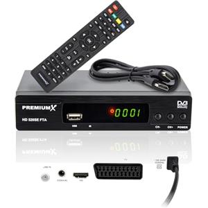 Premium X PremiumX Ricevitore satellitare HD 520SE FTA Digital SAT TV Receiver DVB-S2 FullHD HDMI SCART USB lettore multimediale, Astra Hotbird preprogrammato