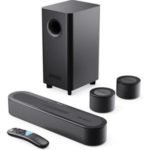 Majority Bowfell Halo Atmos Soundbar TV | 300W Home Theater Casse per TV con Subwoofer Wireless e Altoparlanti Satellitari | 5.1 Dolby Atmos Surround Impianto Audio HDMI eARC | Sound Bar PC Bluetooth