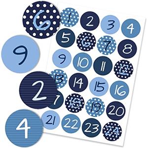 PaPIerDraCHeN 24 Adesivi con Numeri per Il Calendario dell'Avvento Numeri Blu n. 2 - Adesivi - per Creare e Decorare