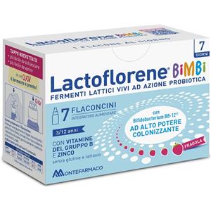 Lactoflorene Bimbi - Integratore Probiotico in Flaconcini da 10 ml con Zinco e Vitamine del Gruppo B, Gusto Fragola