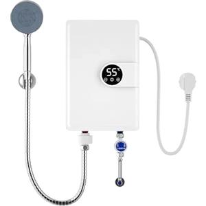 Generic Scaldabagno elettrico istantaneo con display digitale - Boiler rapido per acqua calda, scaldabagno compatto per doccia e | Per camper, cucina, esterni, interni, campeggio, bagno, Re