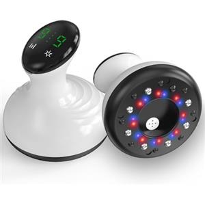 Rkdely Massaggiatore Anticellulite, 9 Livell Coppettazione Elettrica a Infrarossi Dispositivo di Gua Sha per Uso Domestico (Bianco perlato)