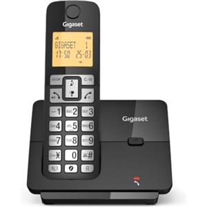 Gigaset Essential 320 - Telefono fisso senza fili con blocco chiamate, display luminoso da 1,8, vivavoce, rubrica, lunga durata della batteria, modalità ECO, nero [Versione Italiana]