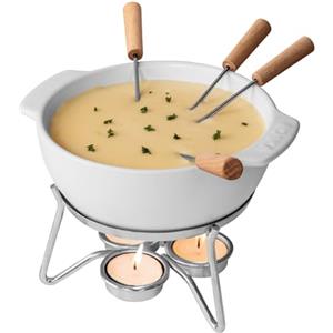 Boska Set per la bourguignonne Party/Adatto per il microonde/Ceramico/Stuzzichini per 4 persone/Bianco / 750 ml