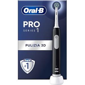 Oral-B Spazzolino Elettrico Ricaricabile Pro Series 1 Nero con 1 Testina di Ricambio, 1 Spazzolino