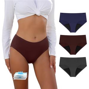 CARER Healthcare Incontinence Pregnancy Carer 3 Pezzi Mutande Mestruali con Assorbente Istantaneo da 50ML, Slip da Ciclo Lavabili e Riutilizzabili per Flusso Abbondante Blu, Bordeaux e Grigio Taglia XXL