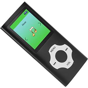 Elprico Lettore MP3 con radio FM e registratore vocale, schermo LCD da 1,8 pollici, lettore musicale con riproduzione video per studenti (nero)