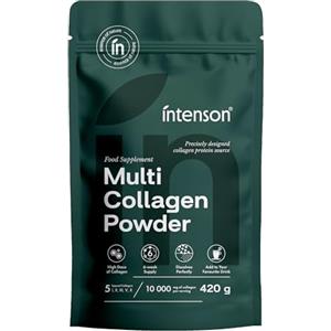 Intenson Polvere Multi Collagene 420 g, 5 Tipi di Collagene (I, II, III, V, X), Supporta Pelle, Capelli, Unghie, Ossa e Articolazioni, Peptidi di Collagen Idrolizzati, Senza Aroma