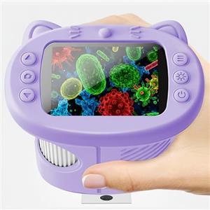 OAEBLLE Microscopio per Bambini, Kit Scientifico con Risoluzione 4K e Zoom 1000X, Schermo 2.4″, Microscopio Portatile per Esplorazione Natura, Gioco Educativo per Ragazzi 3-12 Anni