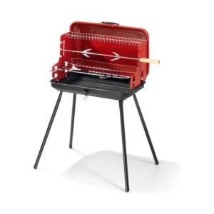 Ompagrill Barbecue a carbone a valigetta con coperchio ompagrill con griglia 28x46,5 cm