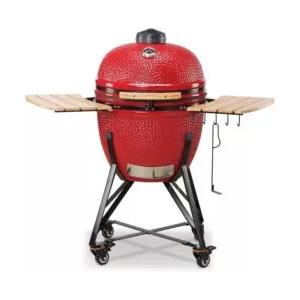 Kamado Bono Barbecue a carbone kamado bono grande 23 in ceramica rosso con rotelle 76x66x90 cm
