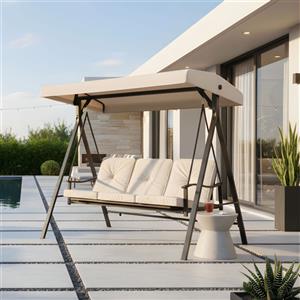 Bizzotto Dondolo 3 Posti da Giardino con Cuscini Taurus Grigio Chiaro