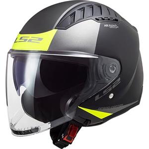 LS2, Casco Moto Jet COPTER II URBANE Matt Black H-V Yellow, XL