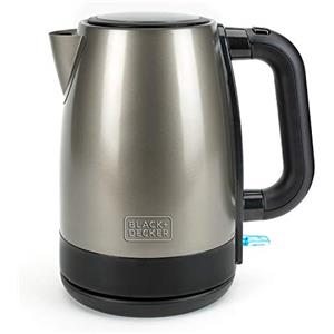 BLACK+DECKER BXKE2201E - Bollitore Elettrico Inox 2200W | Capacità 1,7L | Base Girevole 360° | Resistenza Nascosta + Filtro Rimovibile | Manico Ergonomico | Sicurezza Anti-Surriscaldamento