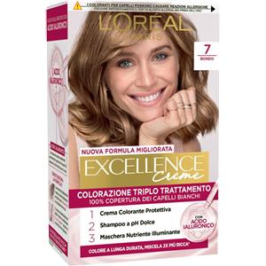L'Oréal Paris Excellence Crema Colorante 7 Biondo - Colorazione Permanente con Triplo Trattamento e 100% Copertura Capelli Bianchi
