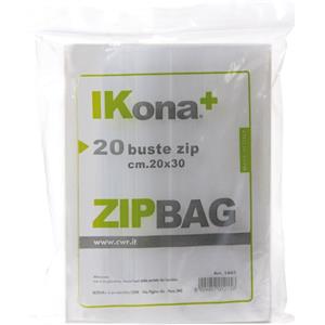 CWR Sacchetti Zip Trasparenti in Polietilene 20x30 cm - Confezione da 20 Pezzi