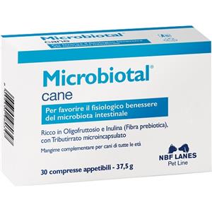 N.B.F. LANES Microbiotal Cane - Mangime Complementare per Cani di Tutte le Età, 30 Compresse Appetibili con Tributirrato e Polifenoli