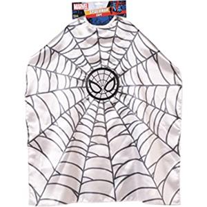 rubie's - SPIDER-MAN - Marvel ufficiale - Lungo mantello bianco per bambini stampato in tessuto satinato con motivi neri e logo Spider-Man. Taglia unica con cordino sul davanti