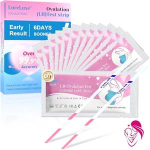 LureLuxe 50 pezzi Test di Ovulazione,Bastoncini Predittivi di Fertilità,Aumenta le tue Probabilità di Rimanere Incinta,Preciso e Affidabile