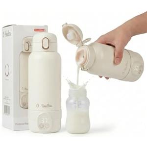 O-BouBou Scaldabiberon Portatile - Scalda Biberon Neonato - Capacità 500 ml - Latte Materno e Acqua - Acciaio Inossidabile - per la Notte, le Gite e i Viaggi - Riscaldamento Rapido - Batteria a Lunga Durata