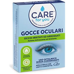 CARE for you Gocce Oculari Monodose - Collirio Rinfrescante e Idratante per Occhi Irritati, 10 Flaconcini da 0,5 ml con Fiordaliso e Camomilla