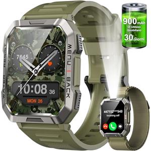 Baolubao Smartwatch Uomo, 2.01" Orologio Smartwatch con Chiamate Bluetooth, Orologio intelligente con Torcia/Bussola, smartwatch12, 2 Cinturini, IP68 Impermeabile Tracker Fitness per Android iOS