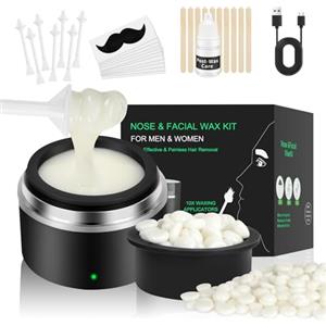 HOTUT Ceretta per Naso e Orecchie per Uomini e Donne, Ceretta per Sopracciglia - Epilatore Viso con mini Scaldacera, Kit di cera per naso uomini e donne con cera da 100g 30 Applicatori rapido USB