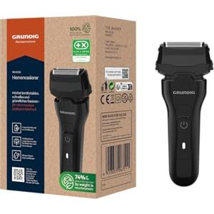 GRUNDIG MS 6330 - Rasoio da uomo, 60 minuti di funzionamento, taglierina a pelo lungo, sistema di taglio a 3 livelli, alloggiamento in 74% plastica riciclata, uso mondiale, colore: Nero