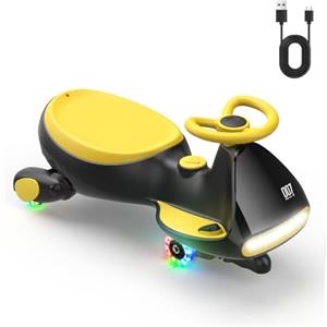 FanttikRide N7 Pro 12V Macchina Elettrica per Bambini 2 in 1 con Sterzo 360° - Auto Elettrica con Ricarica Type-C, 2 Velocità, Luci LED, Bluetooth e Antiribaltamento, Giocattolo 3-8 Anni, Giallo.