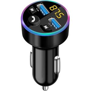 Xingdianfu Trasmettitore FM per auto, Bluetooth 5.0, adattatore audio per autoradio MP3, adattatore radio Bluetooth per auto con doppio caricatore USB per cellulare