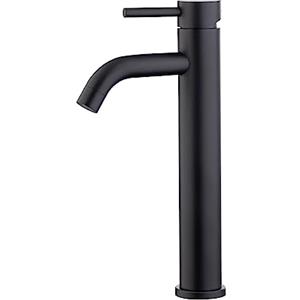 Ibergrif Rubinetto per Bagno Nero Opaco, Rubinetto per Lavabo Alto con Altezza del Beccuccio 205 mm per Lavabo da Appoggio, Miscelatore per Lavabo con Acqua Calda e Fredda, Miscelatore Monocomando
