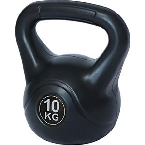BAKAJI Kettlebell 10 Kg di Peso in PVC e Cemento per Palestra, Fitness, Riabilitazione, Esercizio, Allenamento Forza, Impugnatura Ergonomica Anti-Scivolamento, Fondo Piatto per Maggiore Stabilità