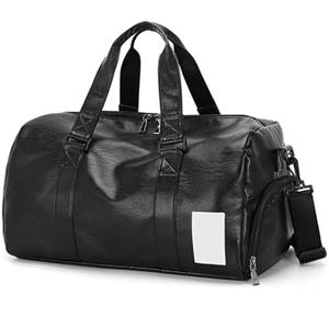 FUNSEED Borsa da viaggio in pelle PU con cerniera, borsone per uomo e donna, con scomparto per scarpe e tasche anti-bagnato, per sport e palestra, nero, Large