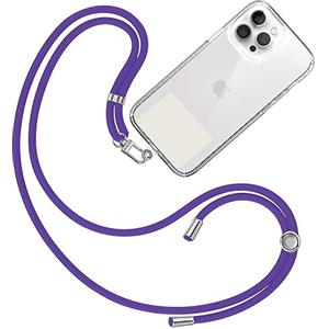 TBOC Cordino Catenella Laccio Strap Porta Cover [Viola] con Toppa di Fissaggio [Bianco Ice] per Telefono Cellulare da Collo - Tracolla Catenina con cordini Accessori Telefoni Universale Laccetti